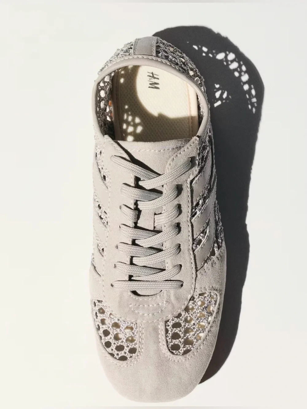 H&M Crochet Look Light Gray Sneakers Size 10 NWT